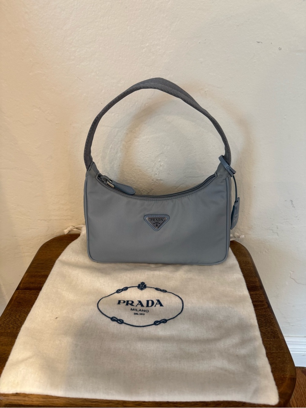 PRADA Re-Edition 2000 Light Blue Nylon Shoulder Bag - Pristine condition